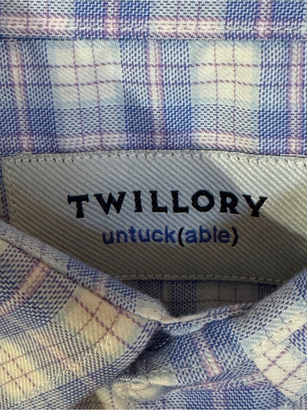 Twillory Untuck(able) Men’s Tailored Fit Plaid Button-Down Shirt L/XL Blue Pink - Picture 6 of 10